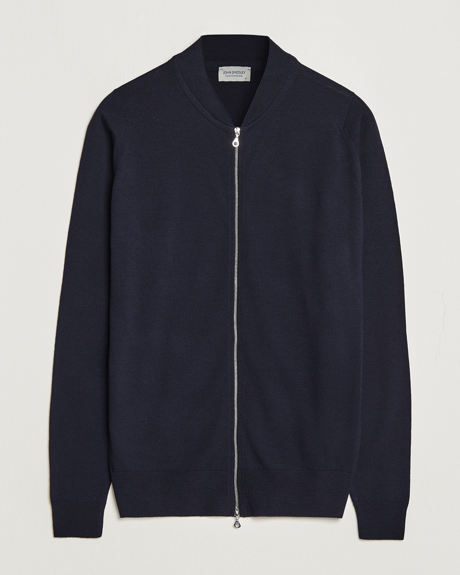 Herr | Tröjor | John Smedley | Maclean Extra Fine Merin Full Zip Midnight