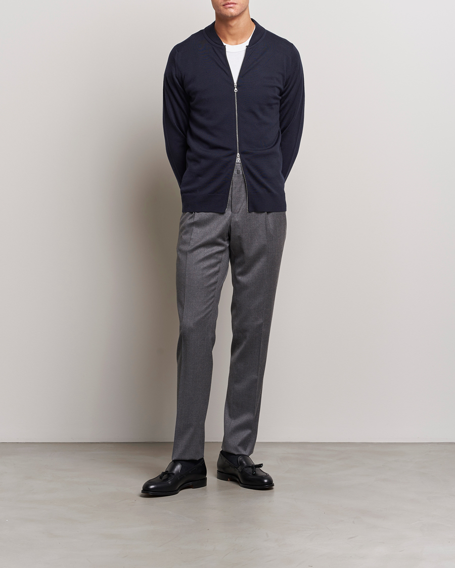 Herr | Tröjor | John Smedley | Maclean Extra Fine Merin Full Zip Midnight
