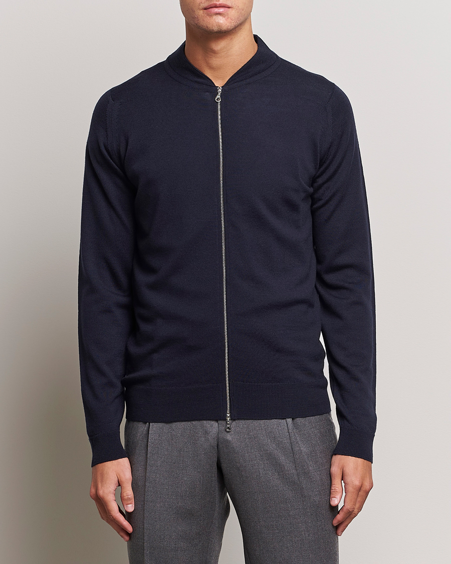Herr | Tröjor | John Smedley | Maclean Extra Fine Merin Full Zip Midnight