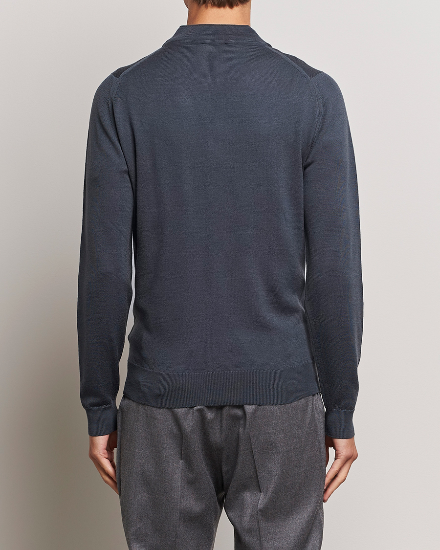 Herr | Tröjor | John Smedley | Maclean Extra Fine Merin Full Zip Slate Grey