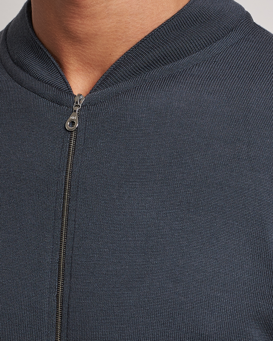 Herr | Tröjor | John Smedley | Maclean Extra Fine Merin Full Zip Slate Grey