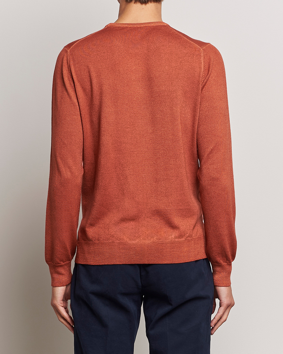 Herr | Tröjor | Gran Sasso | Vintage Merino Fashion Fit Crew Neck Pullover Rust