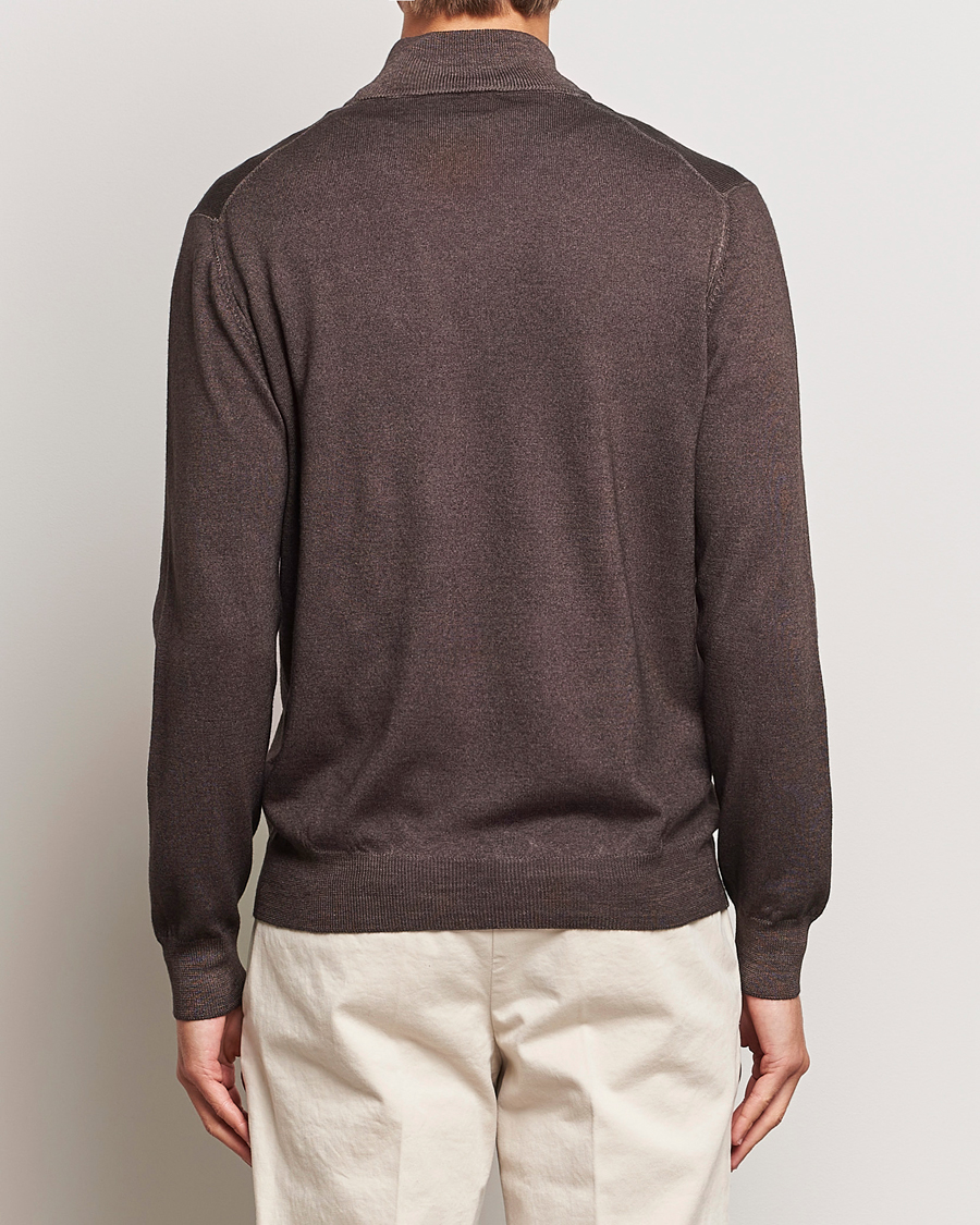 Herr | Tröjor | Gran Sasso | Vintage Merino Fashion Fit Full Zip Brown
