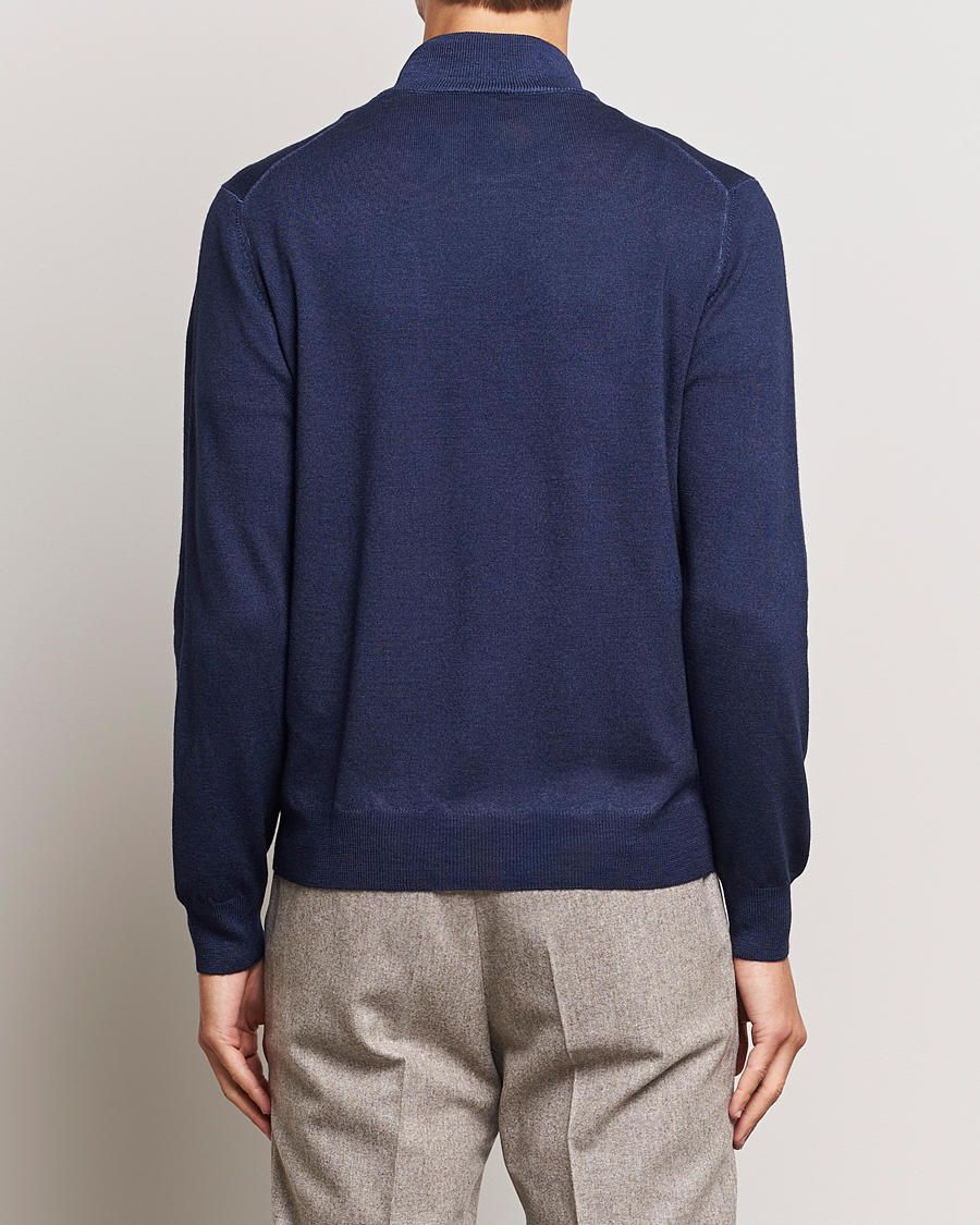 Herr | Tröjor | Gran Sasso | Vintage Merino Fashion Fit Full Zip Navy