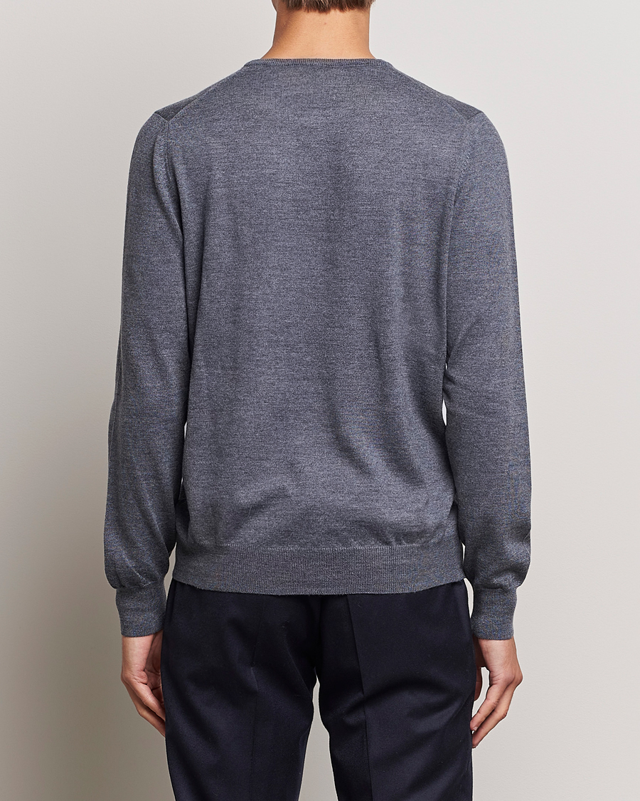 Herr | Tröjor | Gran Sasso | Merino Fashion Fit Crew Neck Pullover Grey Melange