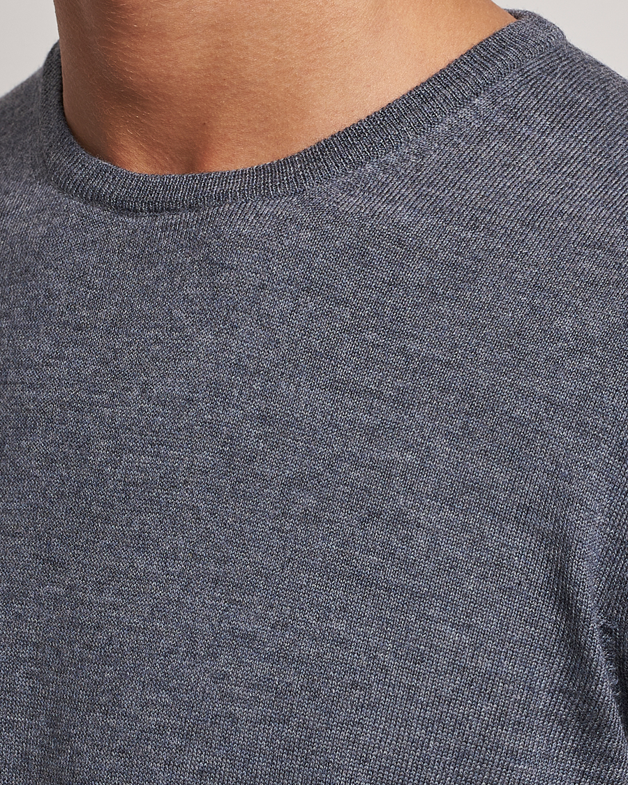 Herr | Tröjor | Gran Sasso | Merino Fashion Fit Crew Neck Pullover Grey Melange