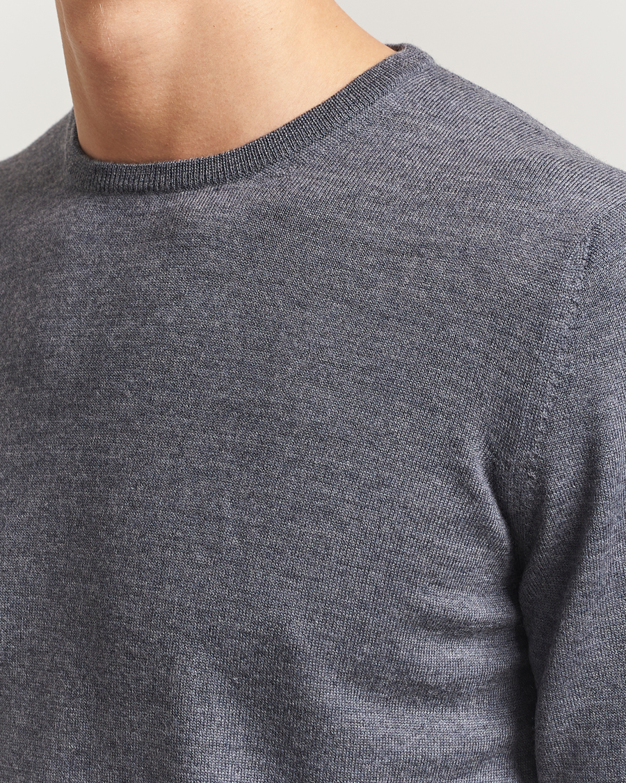 Herr | Tröjor | Gran Sasso | Merino Fashion Fit Crew Neck Pullover Grey Melange