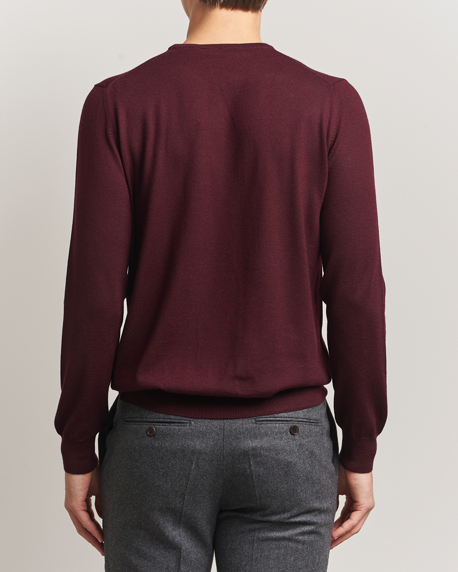 Herr | Tröjor | Gran Sasso | Merino Fashion Fit Crew Neck Pullover Burgundy