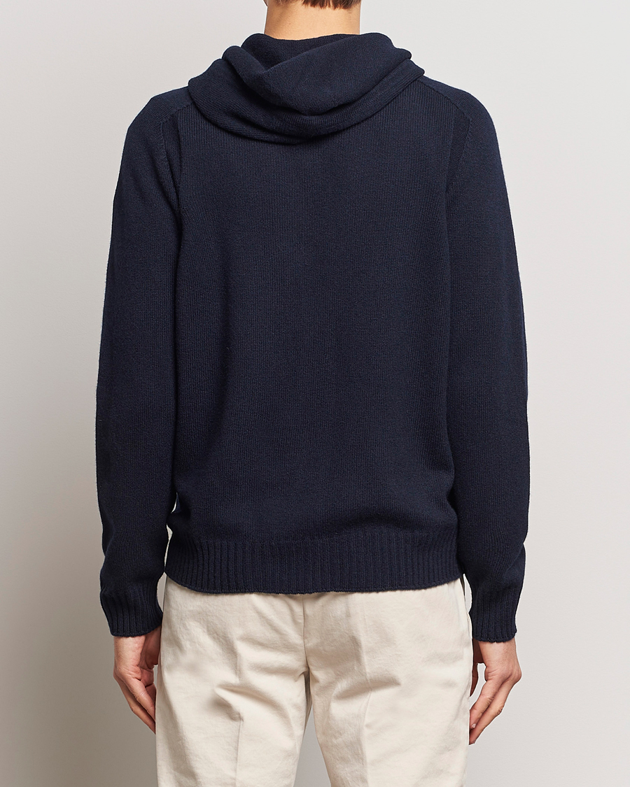 Herr | Tröjor | Gran Sasso | Full Zip Wool Hoodie Navy