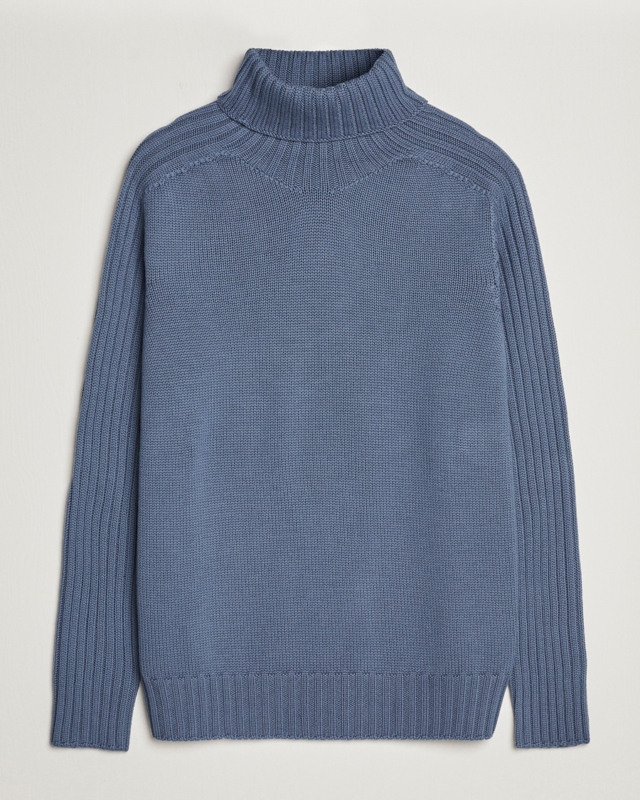 Herr | Tröjor | Gran Sasso | Rainwool Rollneck Dusty Blue