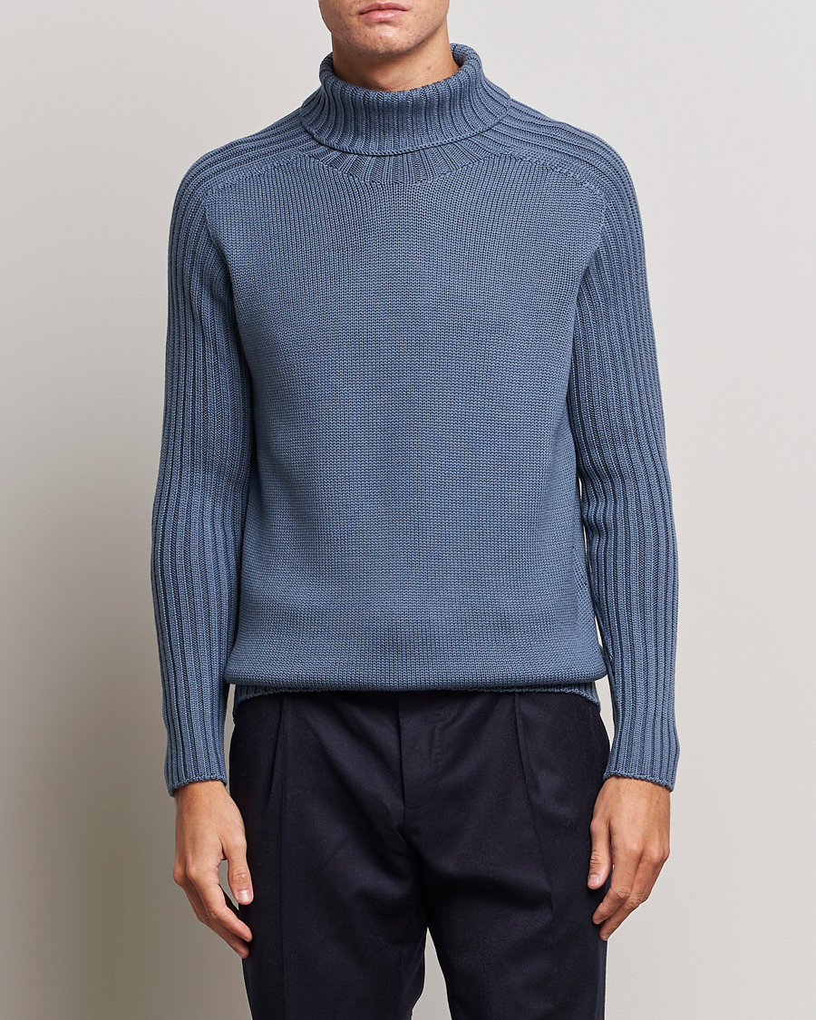 Herr | Tröjor | Gran Sasso | Rainwool Rollneck Dusty Blue