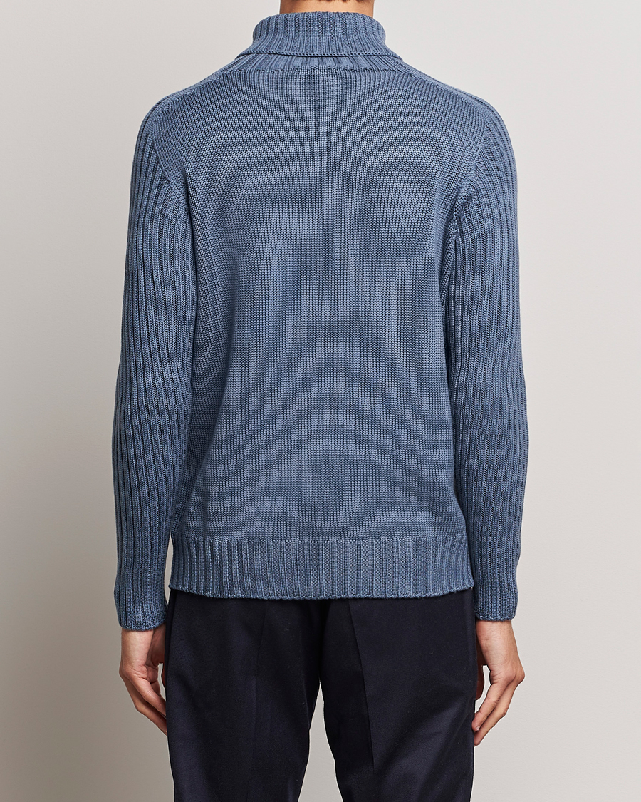 Herr | Tröjor | Gran Sasso | Rainwool Rollneck Dusty Blue