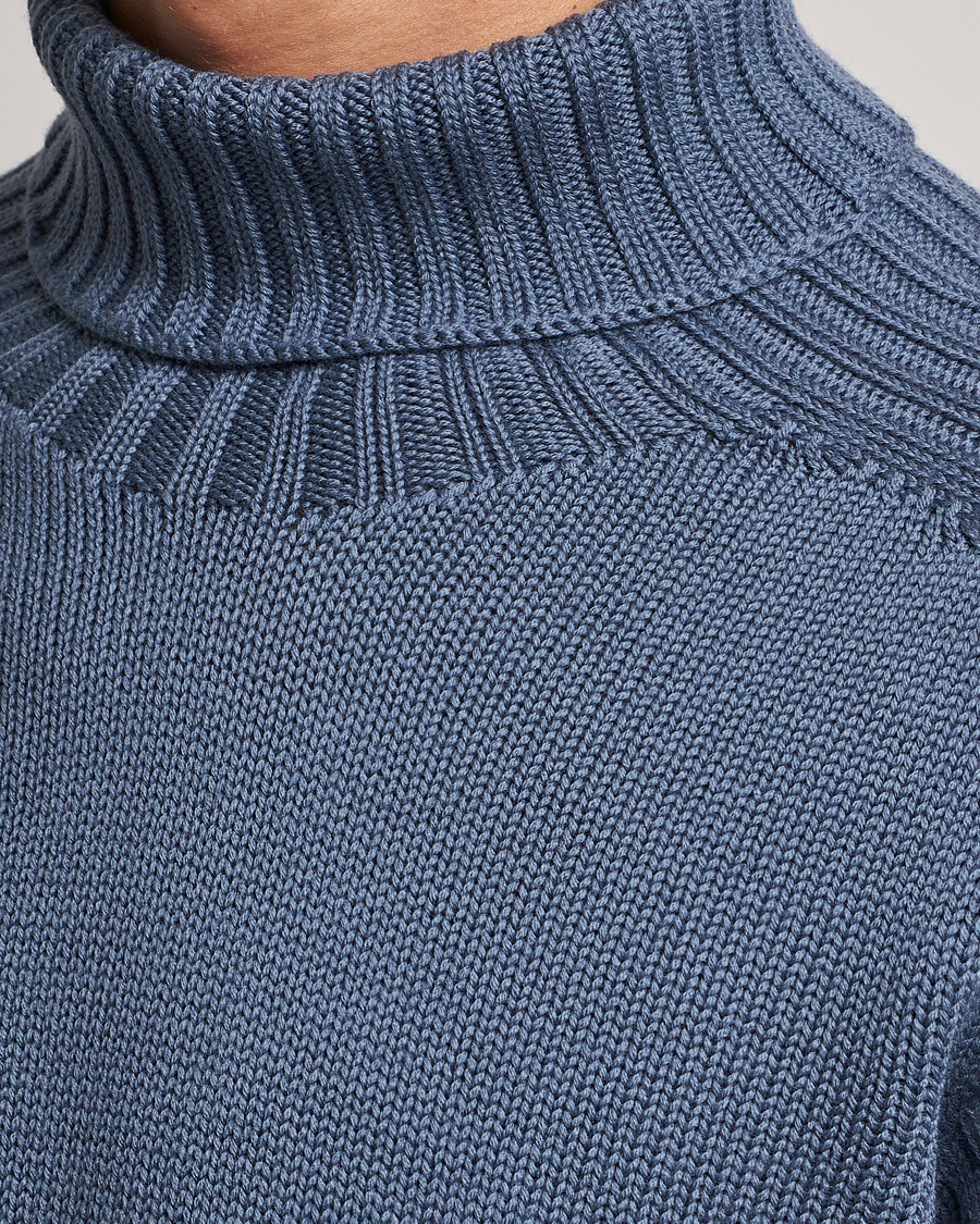 Herr | Tröjor | Gran Sasso | Rainwool Rollneck Dusty Blue