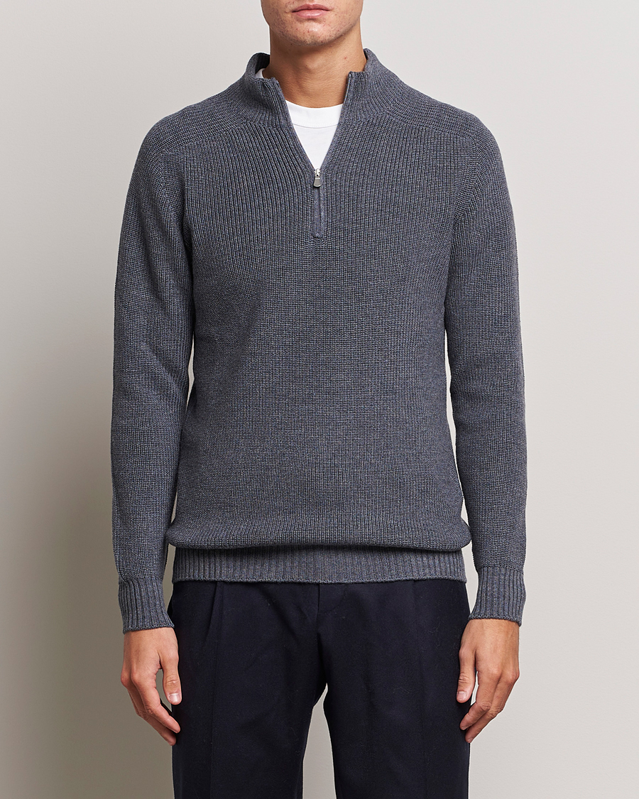 Herr |  | Gran Sasso | Rainwool Half Zip Grey Melange