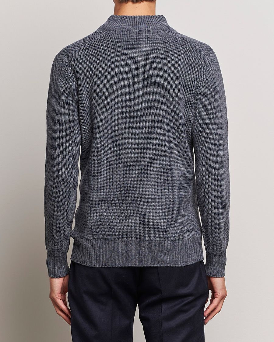 Herr | Tröjor | Gran Sasso | Rainwool Half Zip Grey Melange