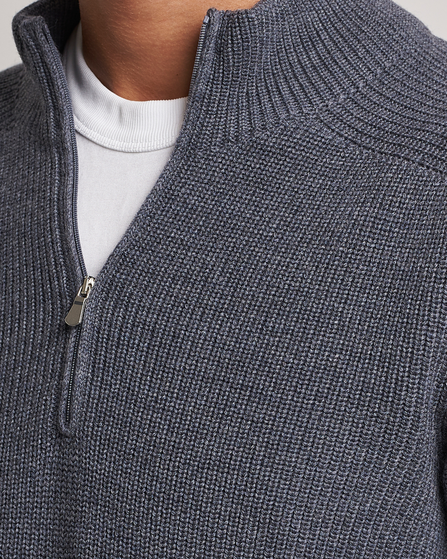 Herr | Tröjor | Gran Sasso | Rainwool Half Zip Grey Melange
