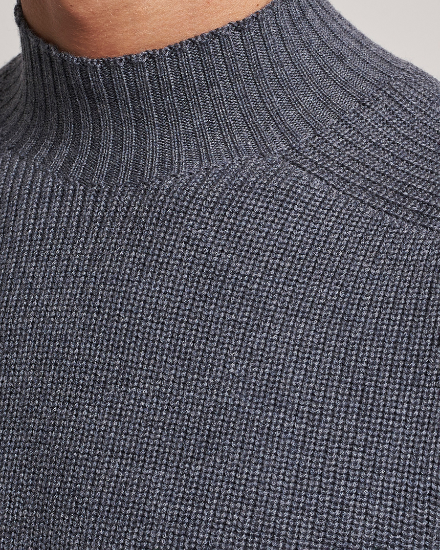 Herr | Tröjor | Gran Sasso | Rainwool Mock Neck Grey Melange