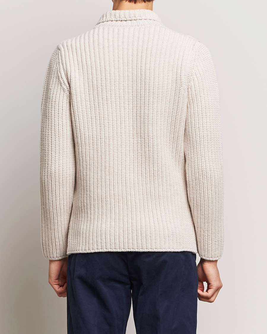 Herr | Tröjor | Gran Sasso | Heavy Wool Knitted Blazer Cardigan Off White