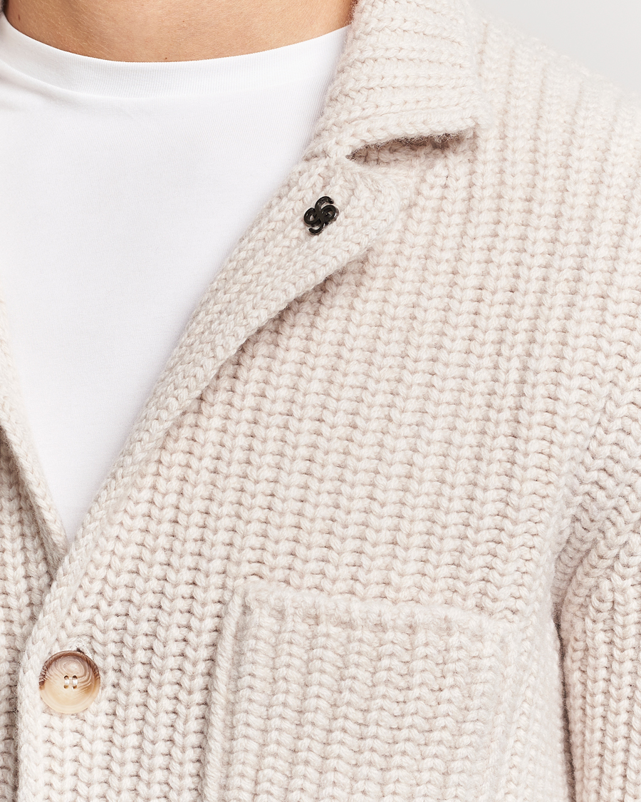 Herr | Tröjor | Gran Sasso | Heavy Wool Knitted Blazer Cardigan Off White