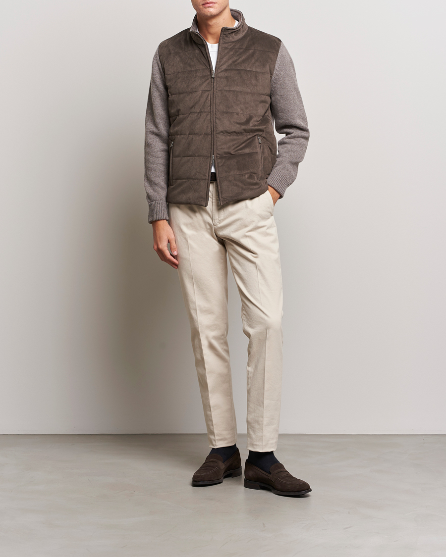 Herr | Tröjor | Gran Sasso | Wool/Alcantara Full Zip Grey