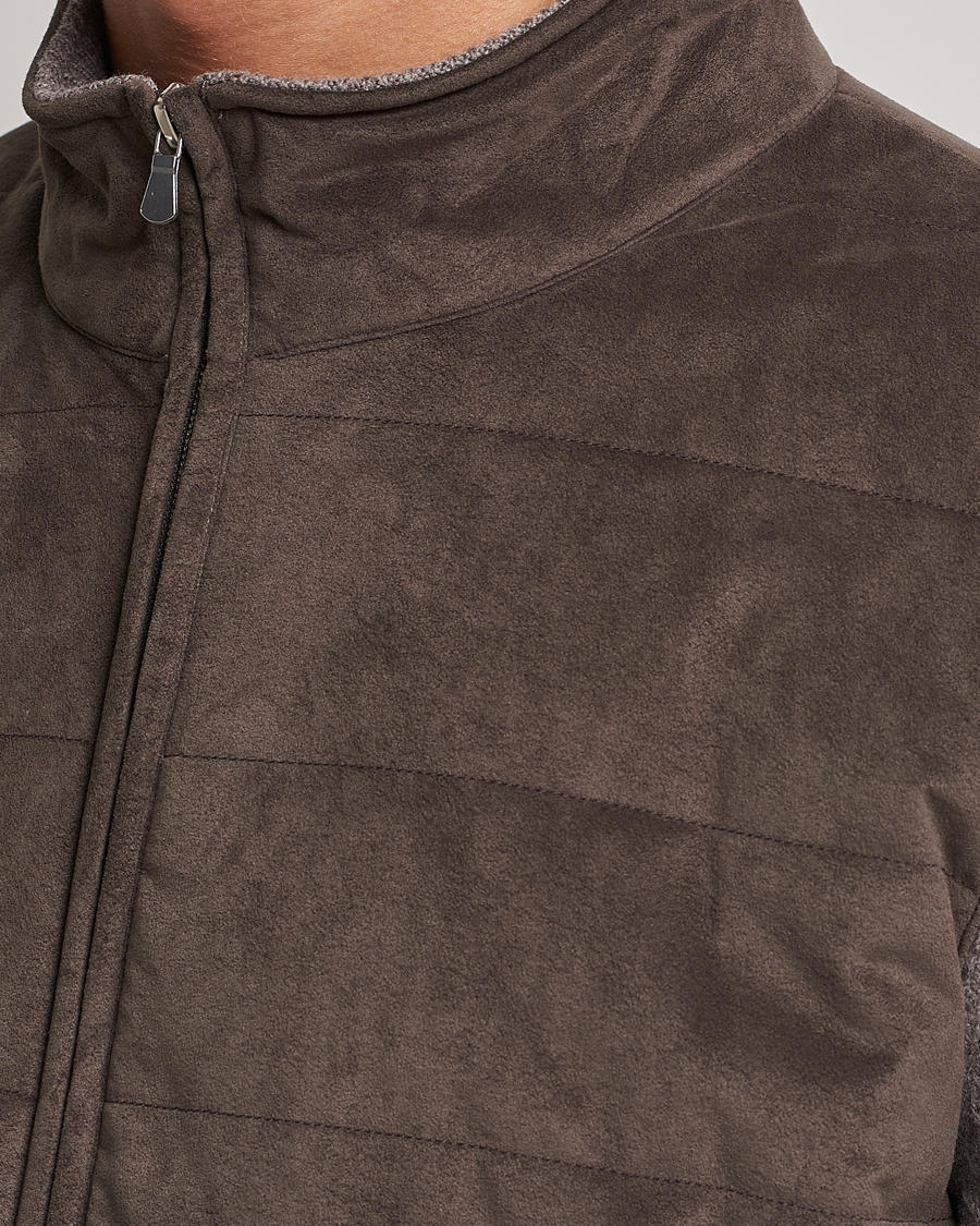 Herr | Tröjor | Gran Sasso | Wool/Alcantara Full Zip Grey