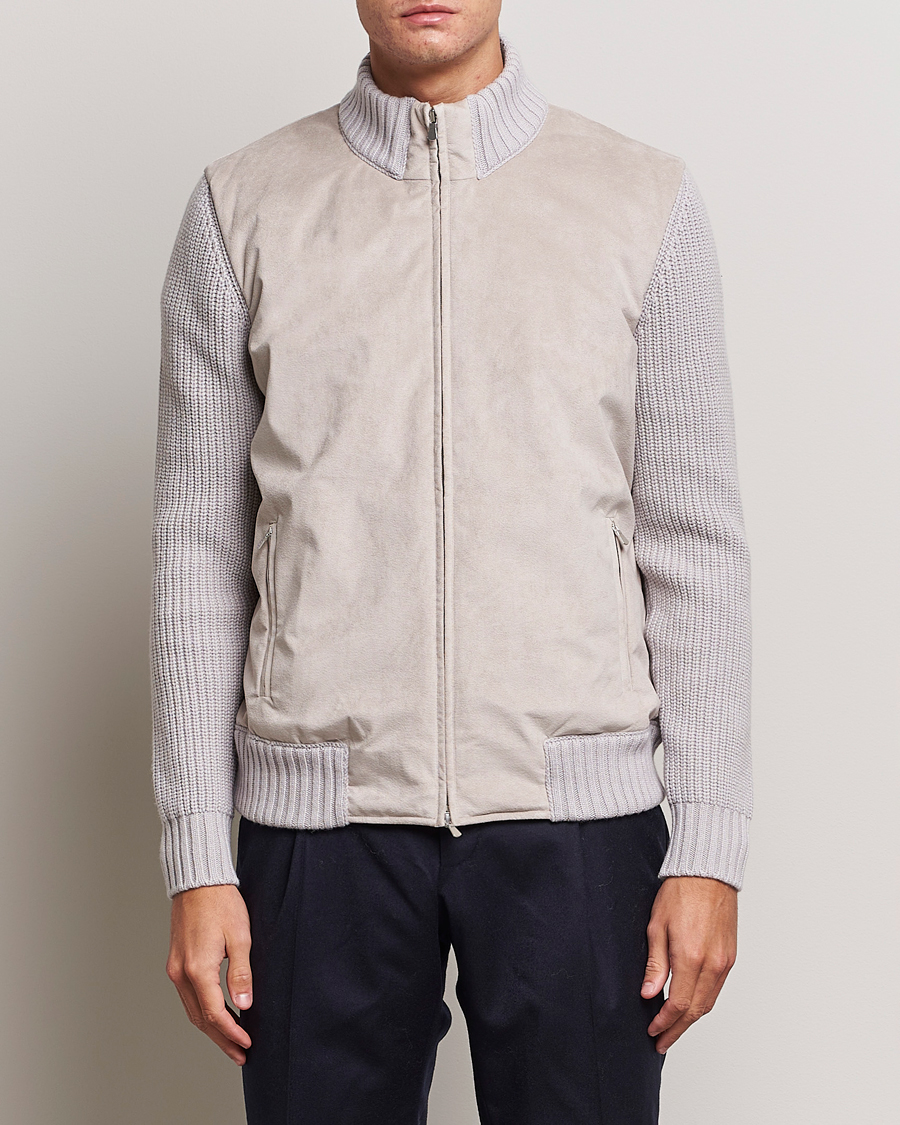 Herr | Jackor | Gran Sasso | Wool/Alcantara Padded Full Zip Sand/Creme