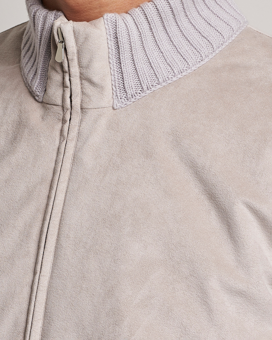 Herr | Jackor | Gran Sasso | Wool/Alcantara Padded Full Zip Sand/Creme