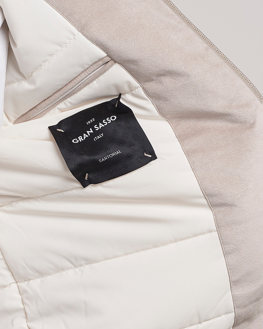 Herr | Jackor | Gran Sasso | Wool/Alcantara Padded Full Zip Sand/Creme