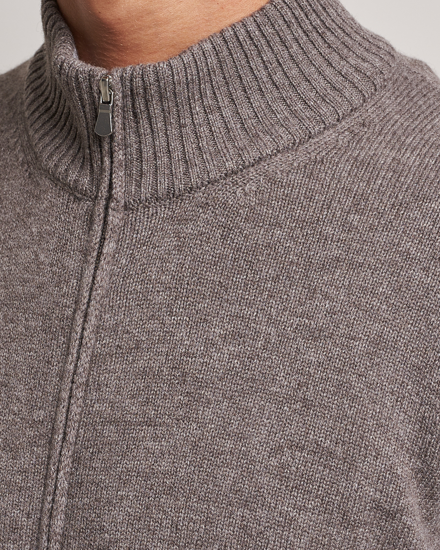 Herr | Tröjor | Gran Sasso | Wool/Cashmere Full Zip Light Brown Melange