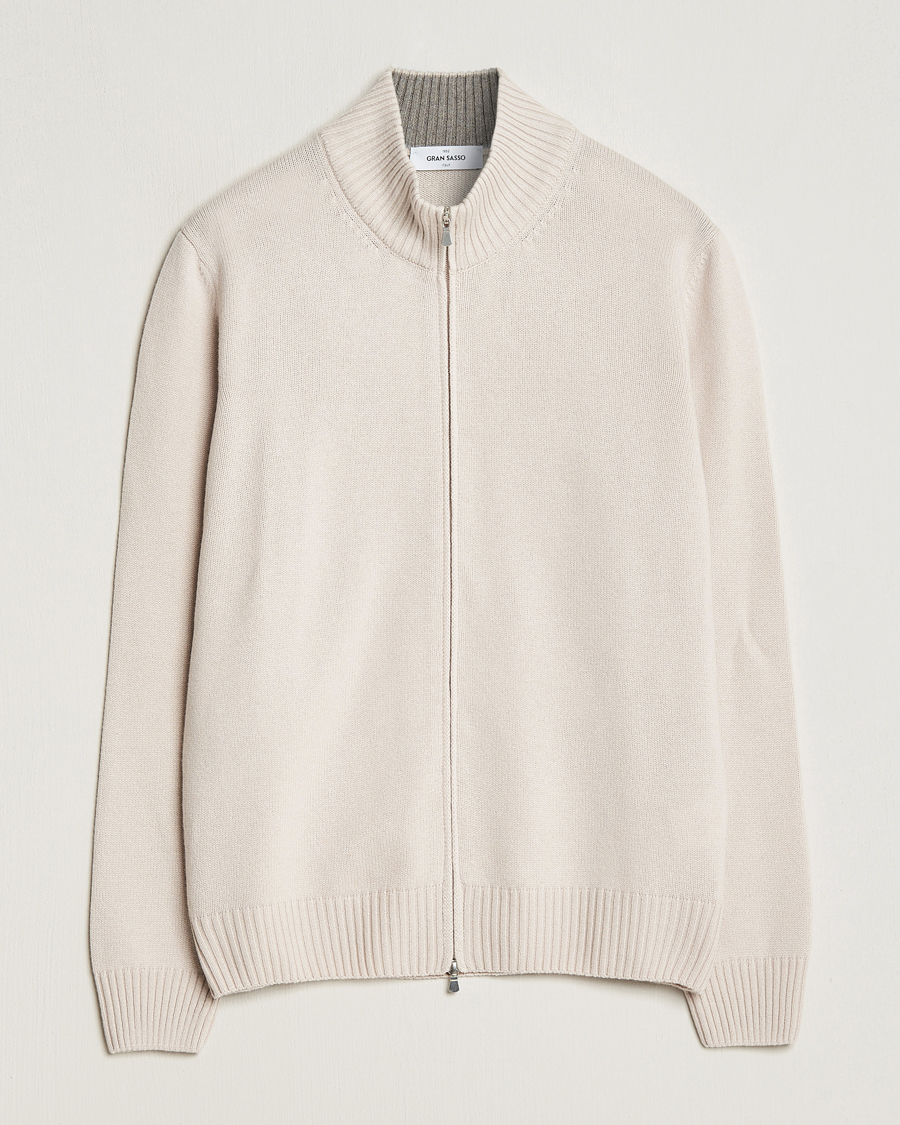 Herr | Tröjor | Gran Sasso | Wool/Cashmere Full Zip Creme
