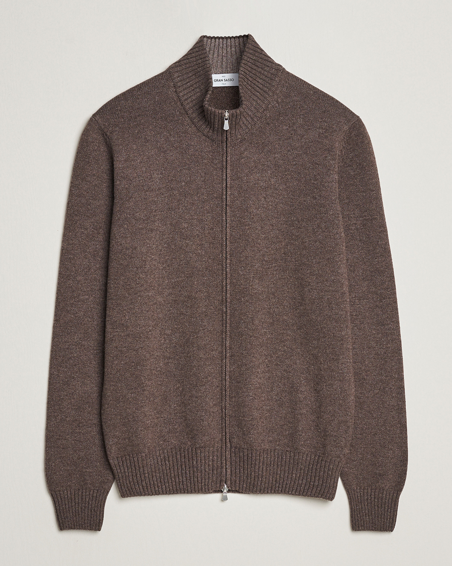 Herr |  | Gran Sasso | Wool/Cashmere Full Zip Brown Melange