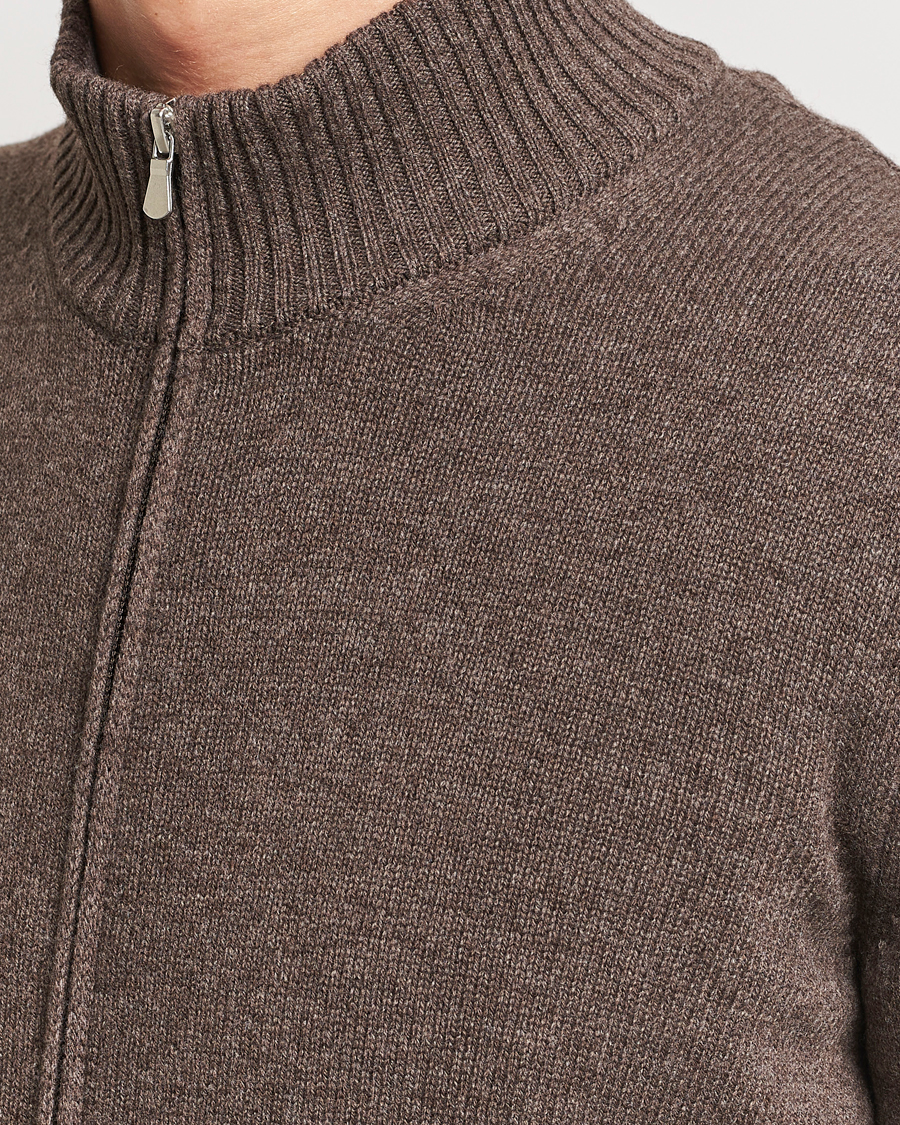 Herr | Tröjor | Gran Sasso | Wool/Cashmere Full Zip Brown Melange