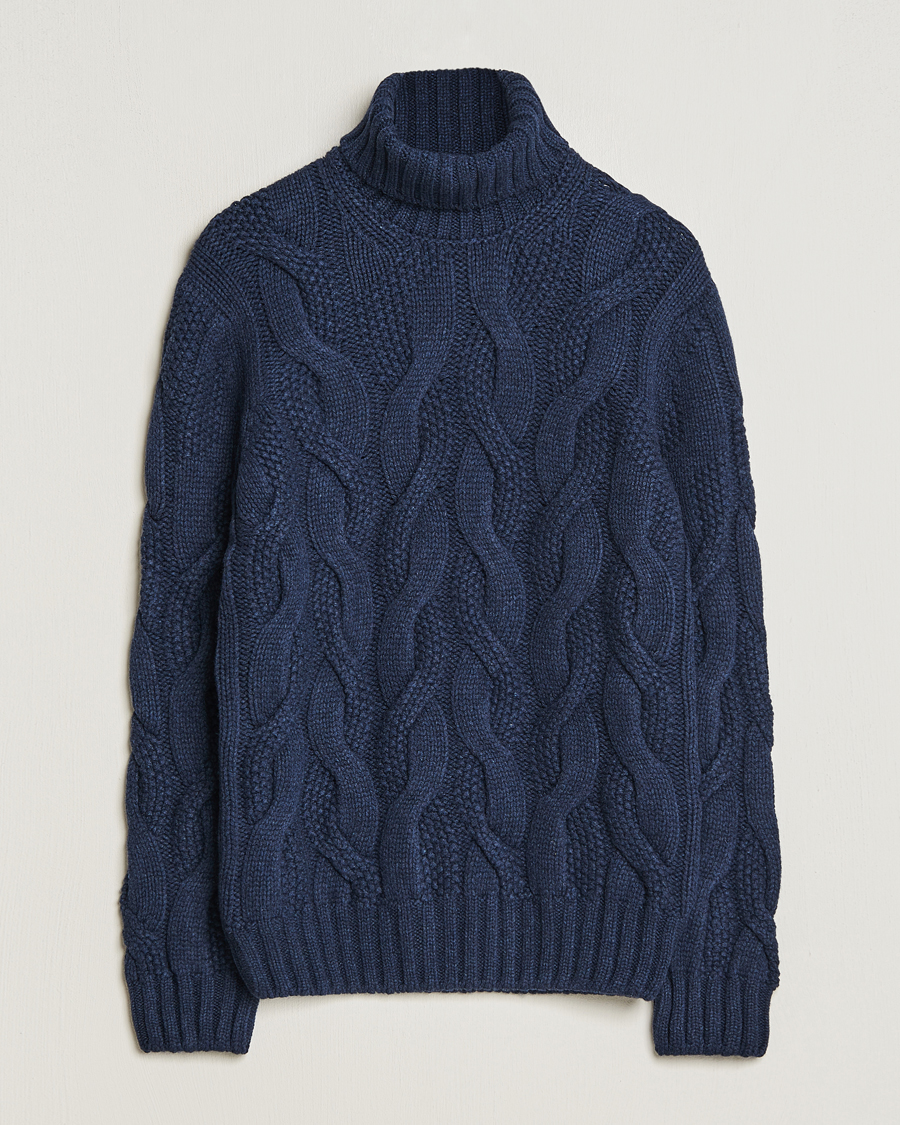 Herr | Tröjor | Gran Sasso | Wool/Cashmere Heavy Knitted Structured Polo Navy