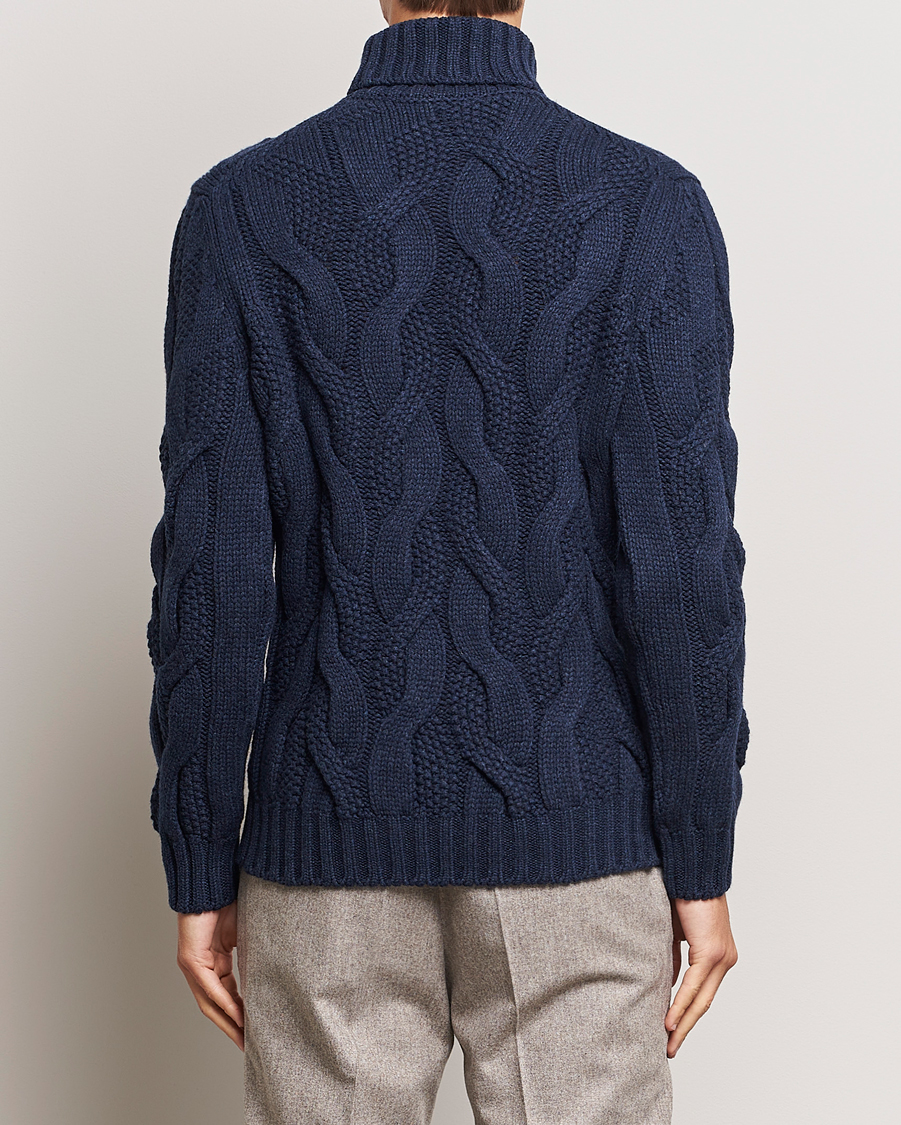Herr | Tröjor | Gran Sasso | Wool/Cashmere Heavy Knitted Structured Polo Navy