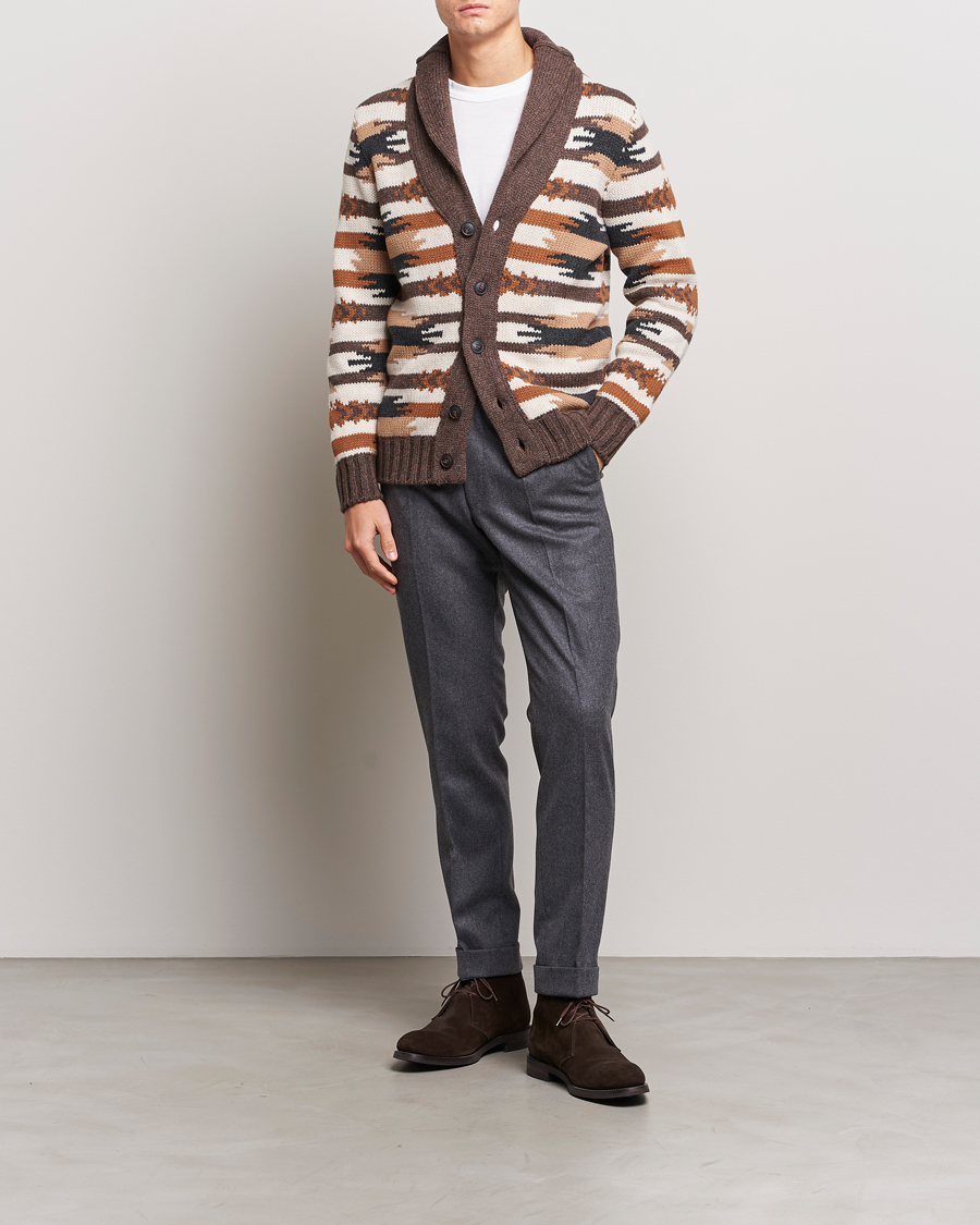 Herr | Tröjor | Gran Sasso | Aspen Heavy Knitted Wool Cardigan Multi
