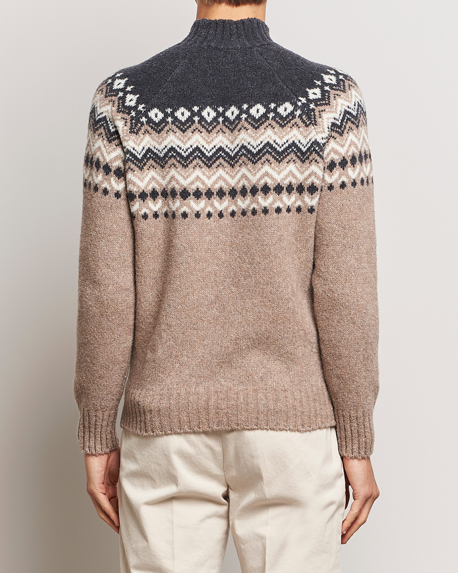 Herr | Tröjor | Gran Sasso | Aspen Wool Fairisle Crew Neck Sweater Beige/Grey