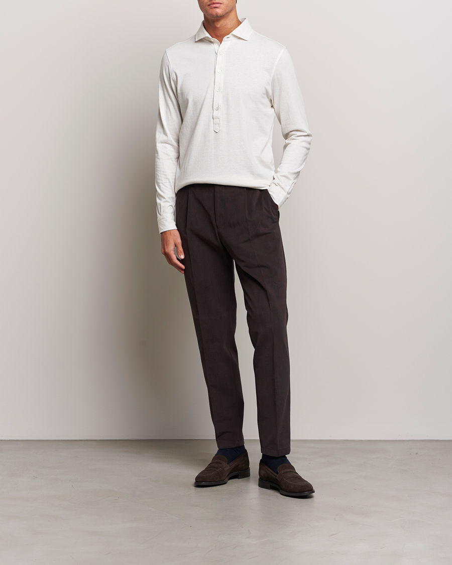 Herr | Skjortor | Gran Sasso | Brushed Cotton Popover Shirt Cream