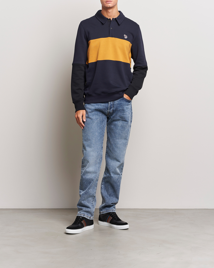 Herr | Tröjor | PS Paul Smith | Organic Cotton Zebra Colorblocked Rugger Navy/Yellow