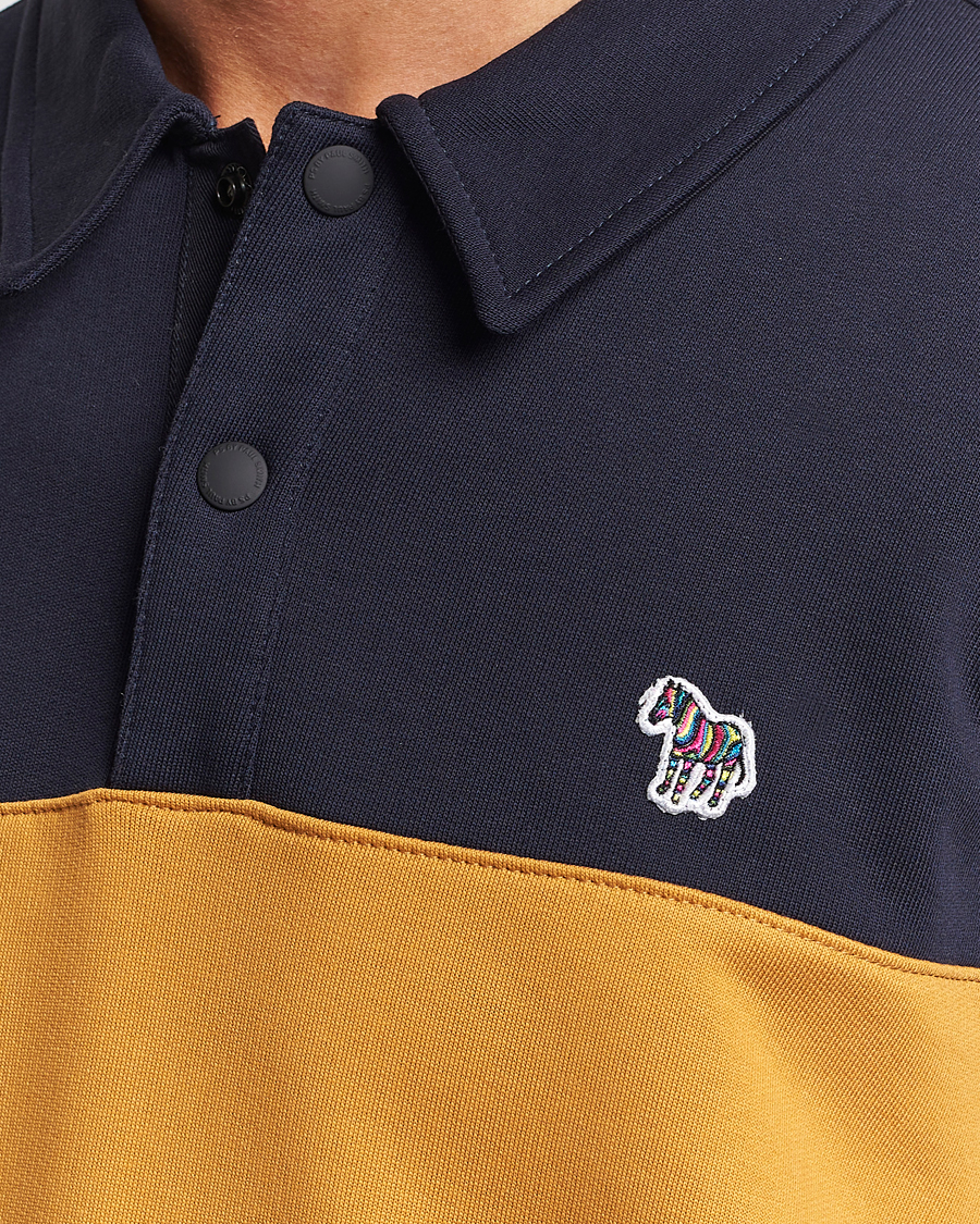 Herr | Tröjor | PS Paul Smith | Organic Cotton Zebra Colorblocked Rugger Navy/Yellow