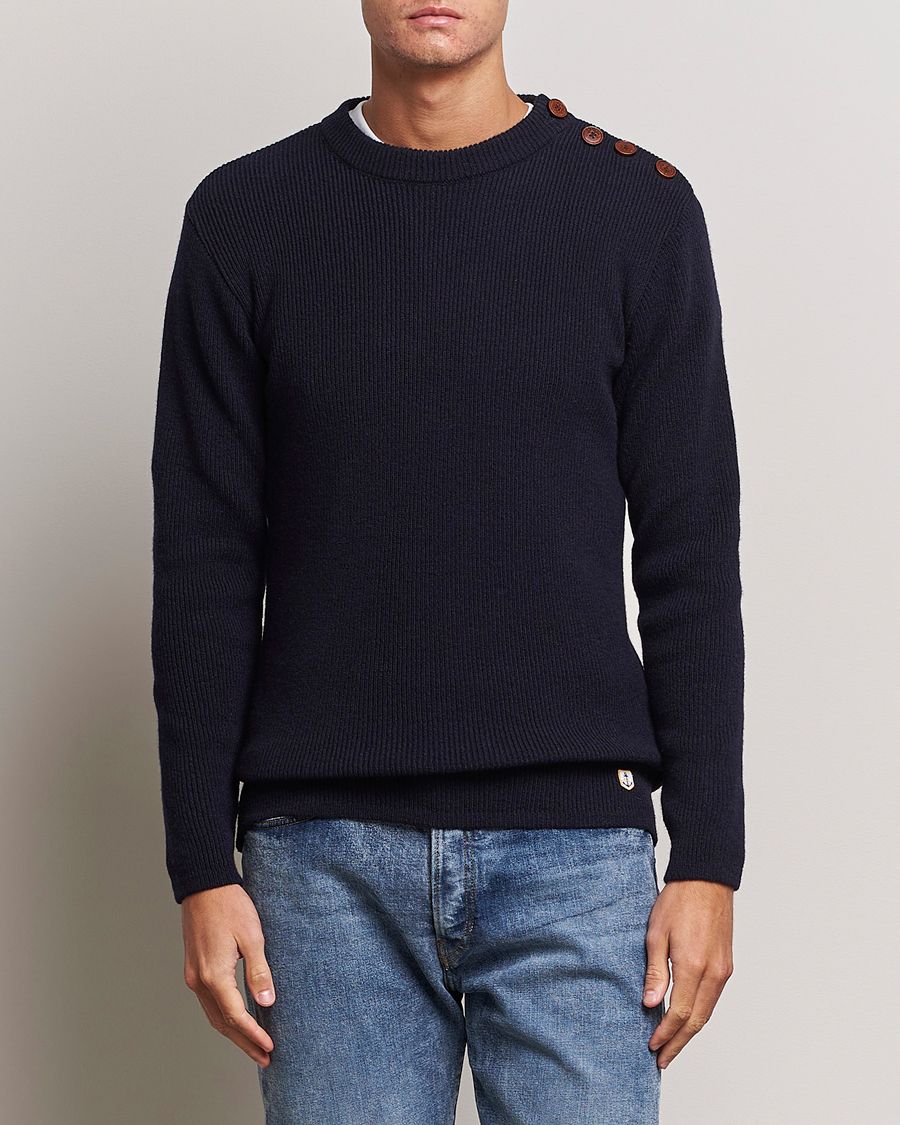 Herr | Tröjor | Armor-lux | Pull Marin Lambswool Sweater Navy