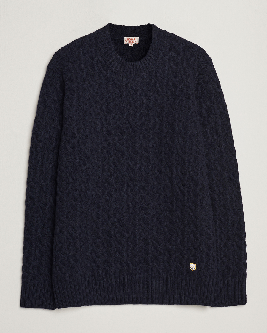 Herr | Tröjor | Armor-lux | Pull RDC Wool Structured Knitted Sweater Navy