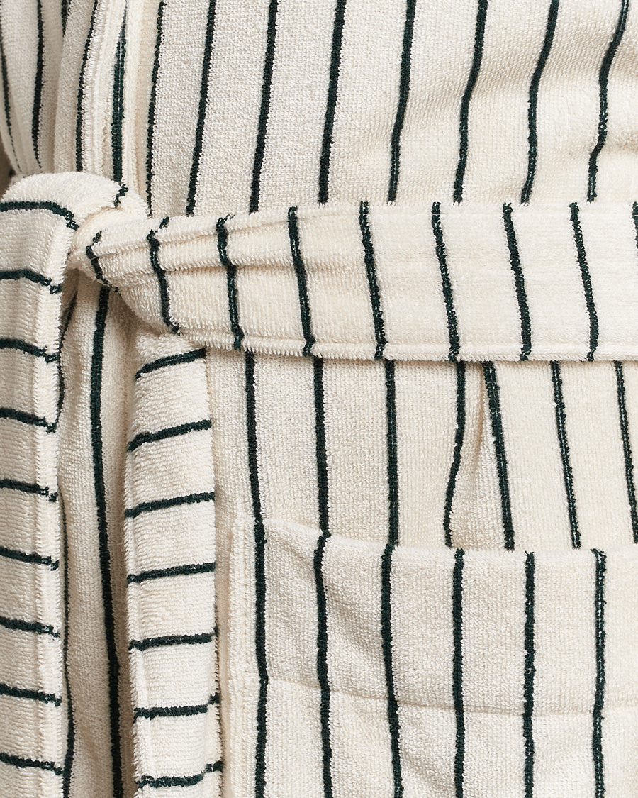 Herr | Pyjamas & Morgonrockar | Tekla | Organic Terry Hooded Bathrobe Racing Green Stripes
