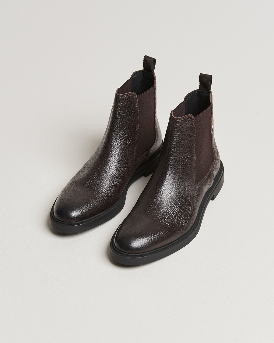 Herr | Chelsea Boots | BOSS BLACK | Calev Grained Leather Chelsea Boot Dark Brown