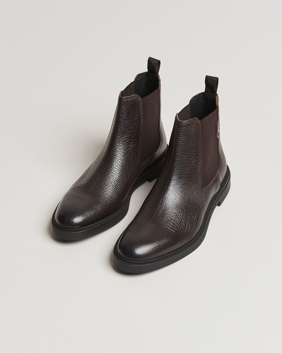 Herr | | BOSS BLACK | Calev Grained Leather Chelsea Boot Dark Brown