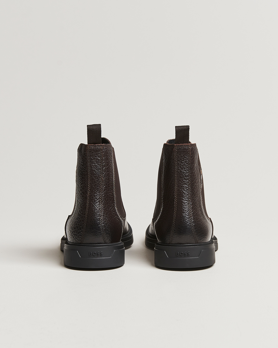 Herr | BOSS BLACK Calev Grained Leather Chelsea Boot Dark Brown | BOSS BLACK | Calev Grained Leather Chelsea Boot Dark Brown