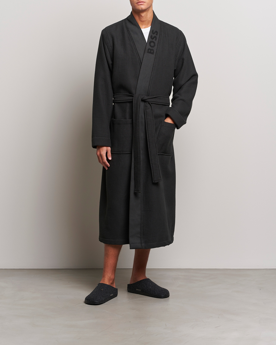 Herr | Pyjamas & Morgonrockar | BOSS BLACK | Waffle Robe Black