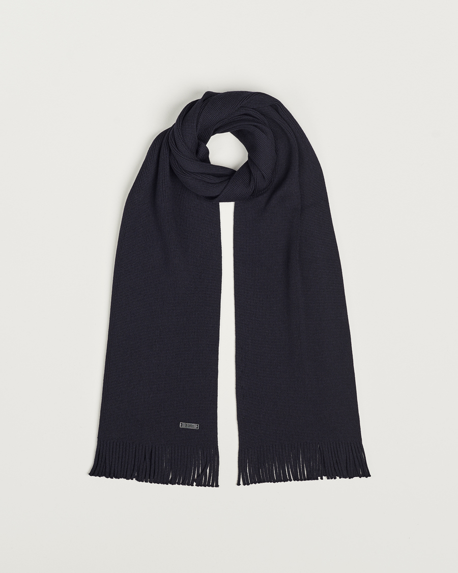 Herr | BOSS BLACK Albas Wool Scarf Dark Blue | BOSS BLACK | Albas Wool Scarf Dark Blue