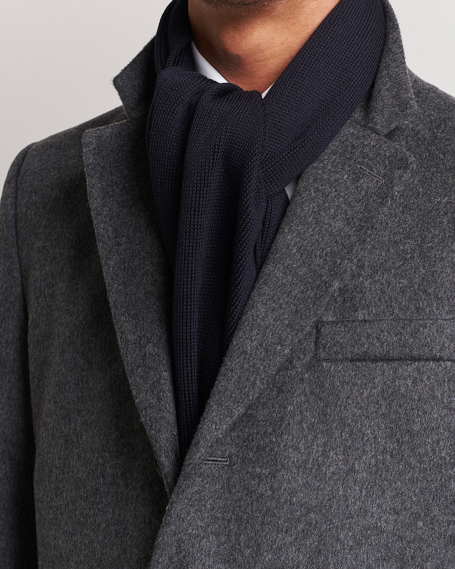 Herr | BOSS BLACK Albas Wool Scarf Dark Blue | BOSS BLACK | Albas Wool Scarf Dark Blue