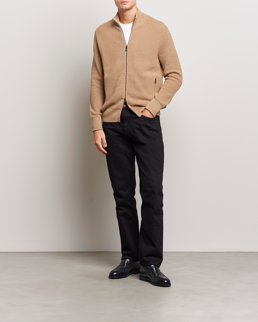 Herr | Tröjor | BOSS BLACK | Mabeo Heavy Knitted Full Zip Medium Beige