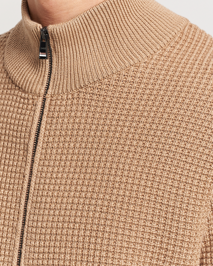 Herr | Tröjor | BOSS BLACK | Mabeo Heavy Knitted Full Zip Medium Beige